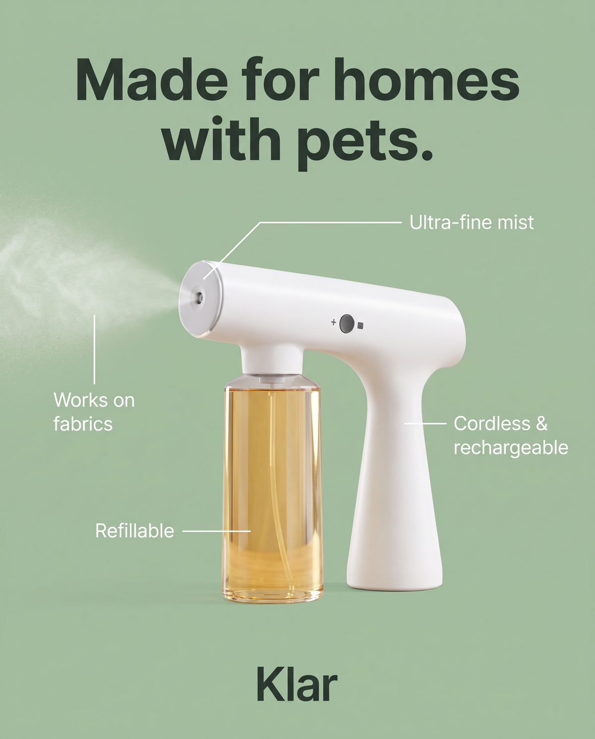 Klar Mist – Cordless Pet Odor Eliminator